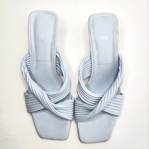 ZARA Light Blue Kitten Heels Size 38